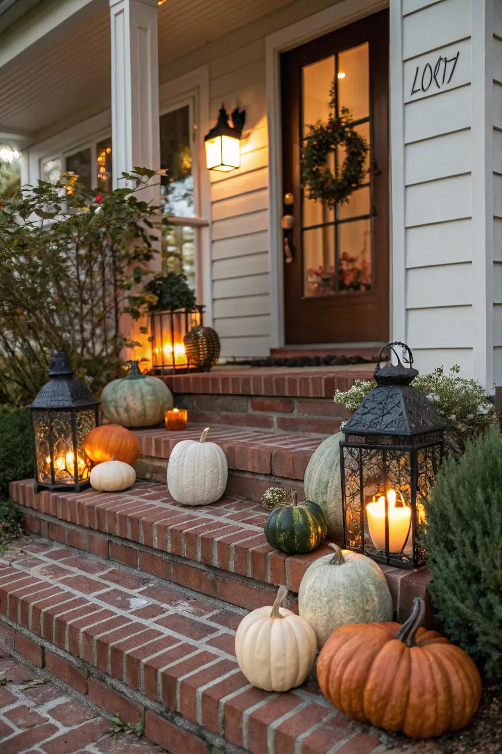 Seasonal decorations keep the porch lively and inviting.