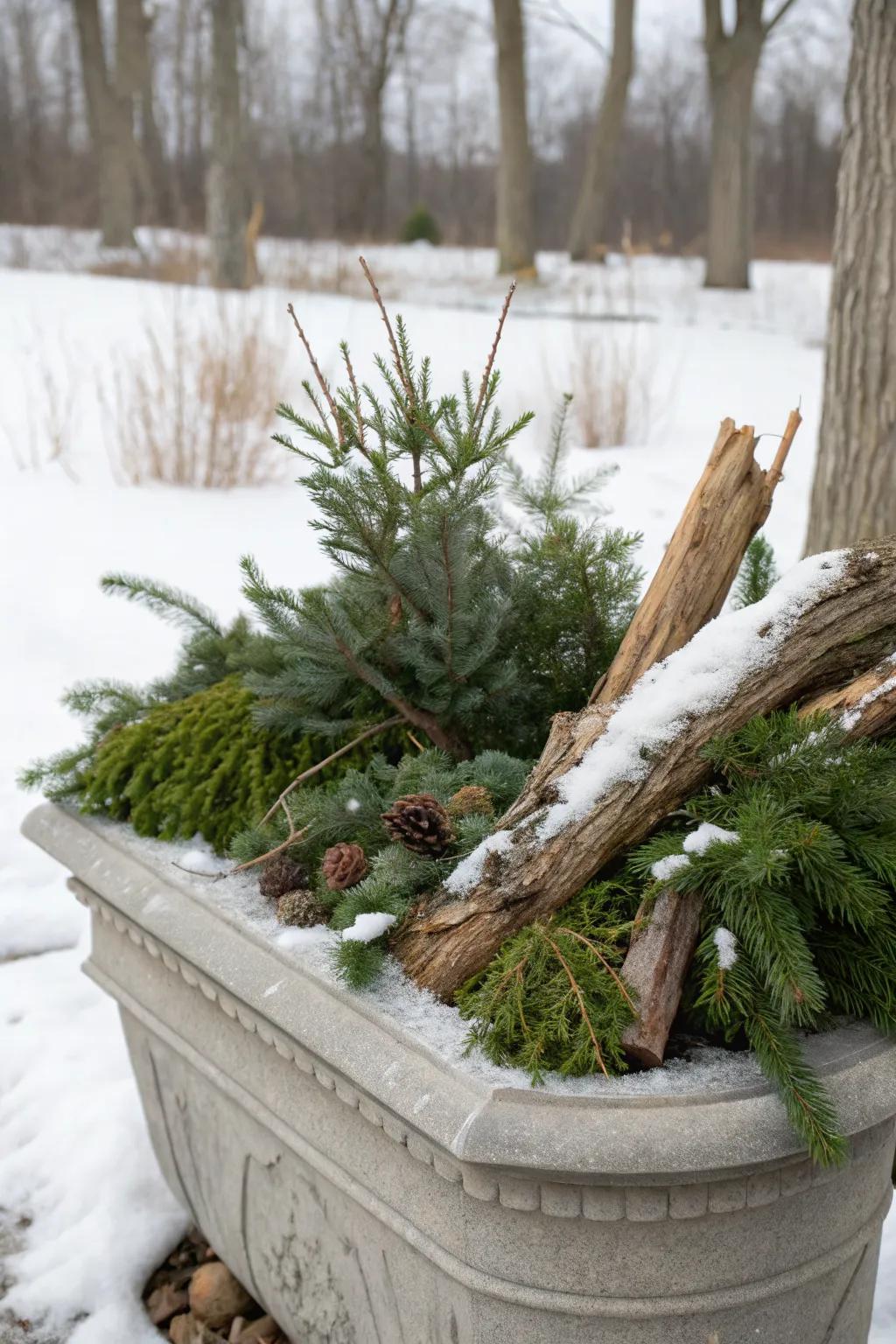 Driftwood adds a unique and rugged touch.
