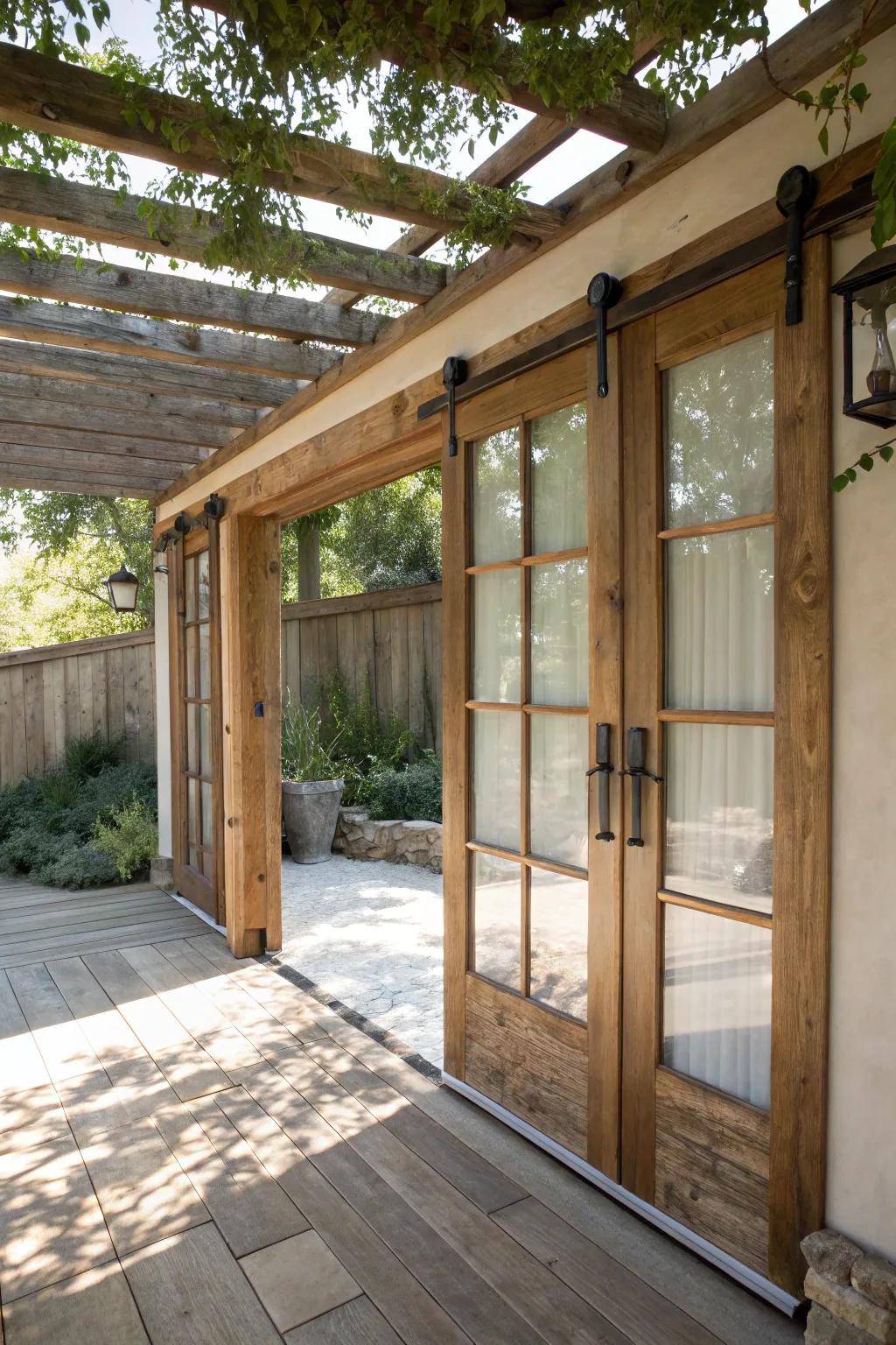 Barn door with glass panels enhancing light flow