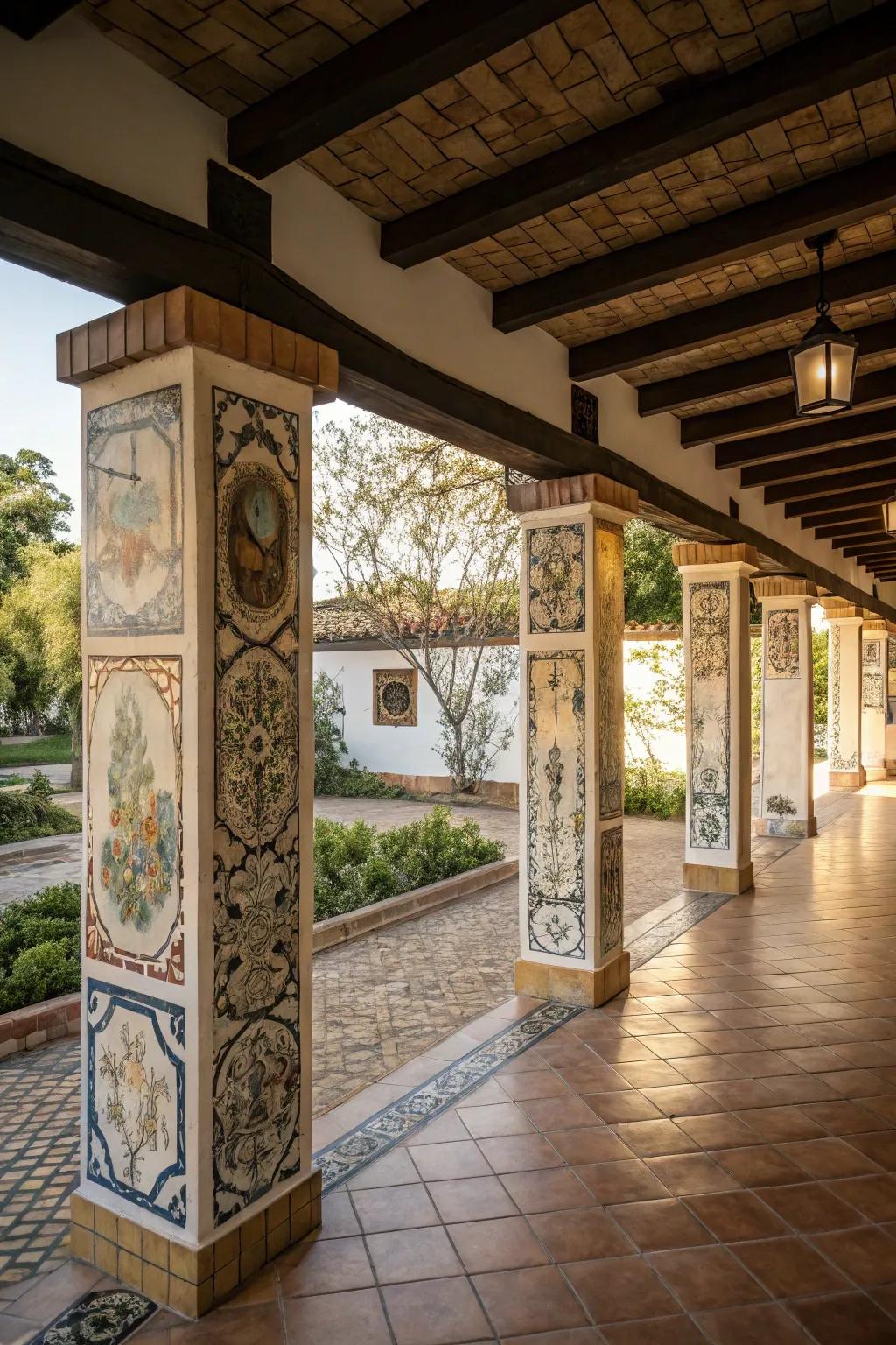 Tile wraps turn beams into artistic masterpieces.