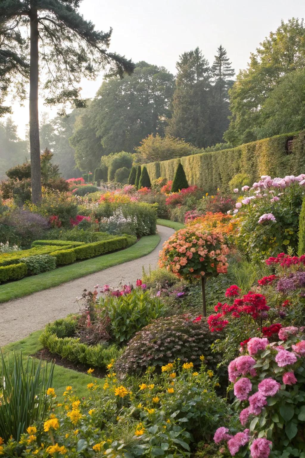Seasonal plantings bringing vibrant color to the garden.