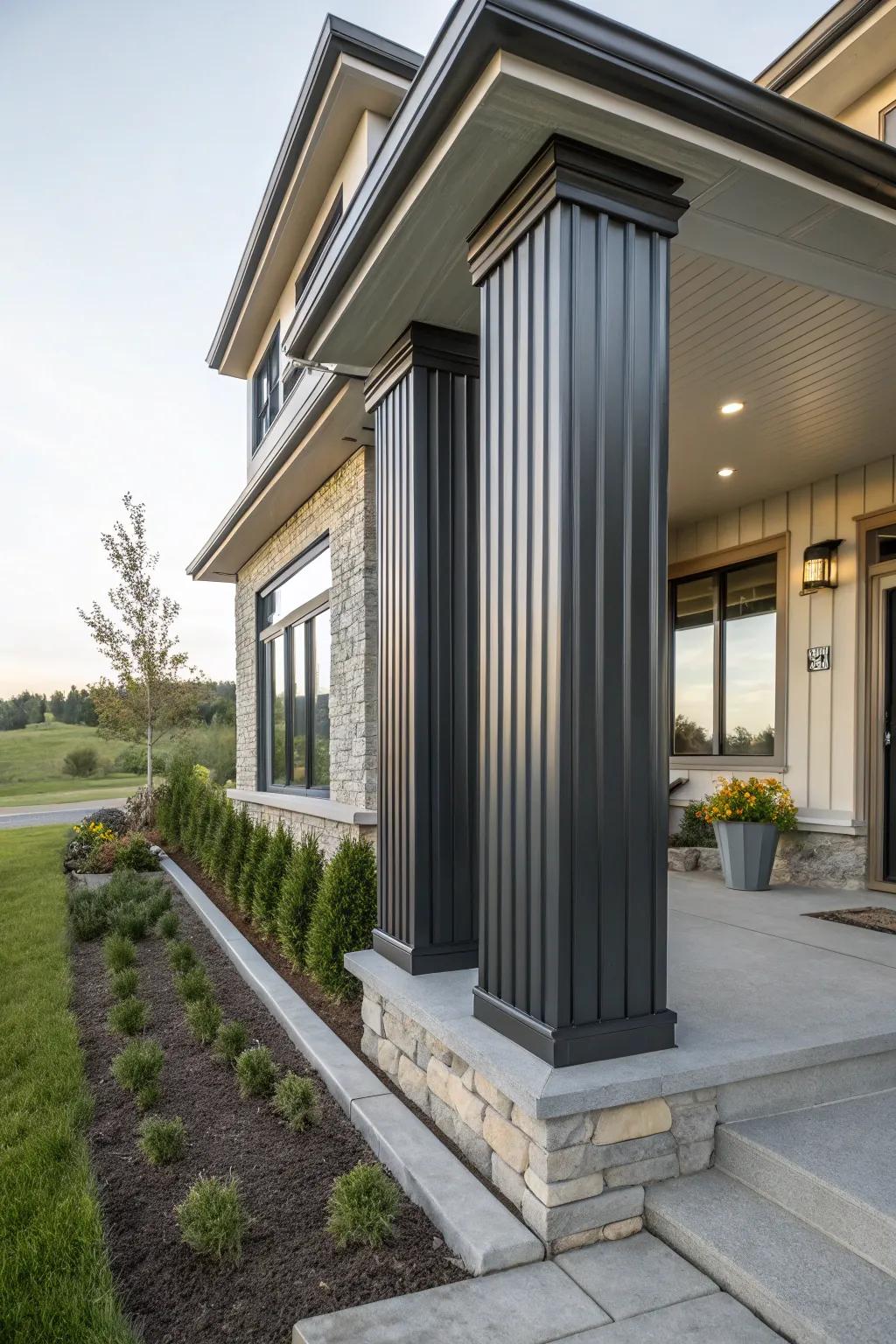 Architectural emphasis with metal wainscoting.