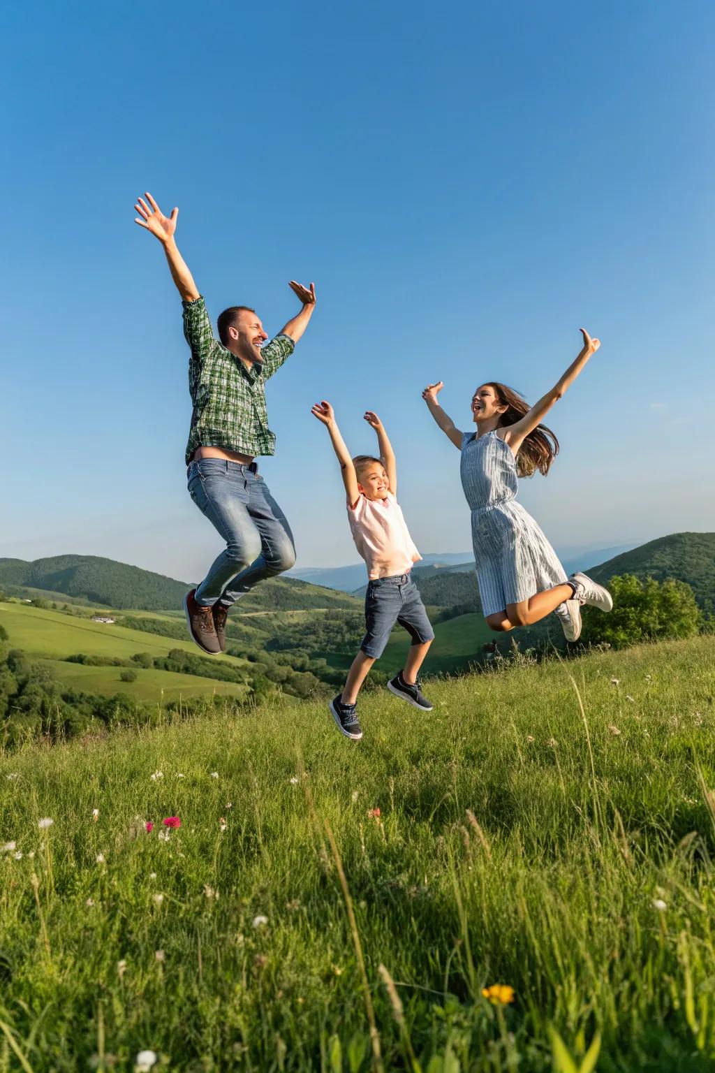 Playful family poses, capturing joy and spontaneity.