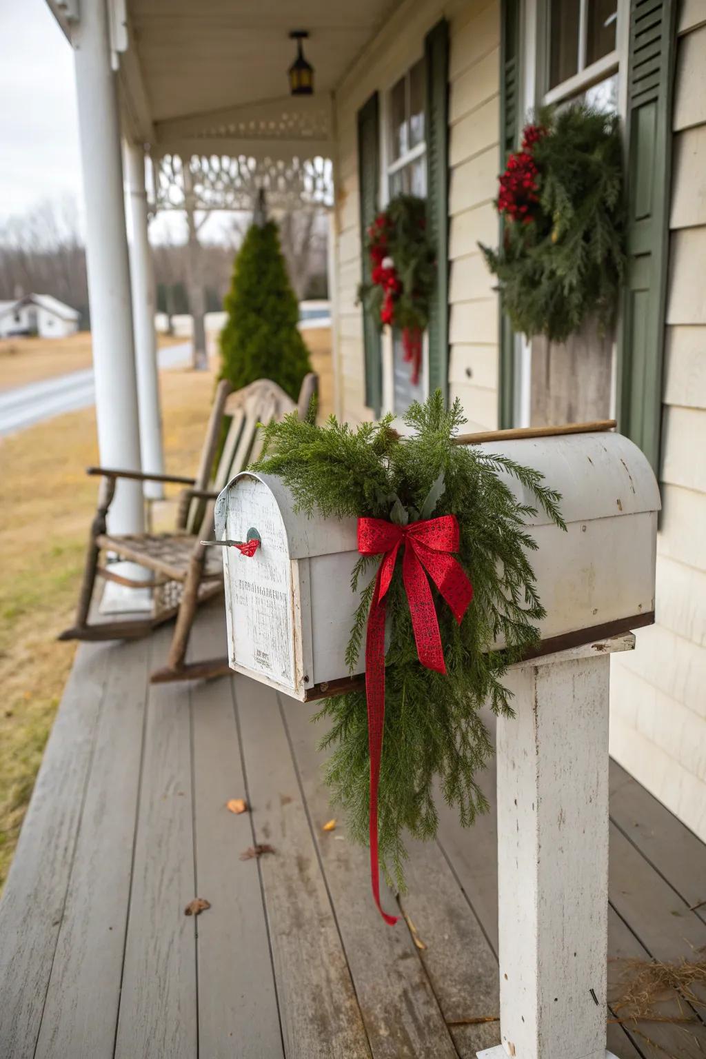 A festive mailbox extends Christmas cheer to the curb.