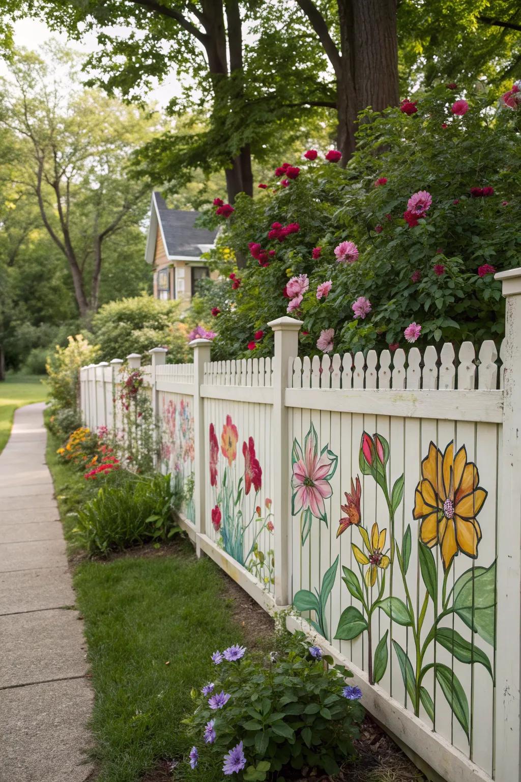 Floral decals add a natural touch to this garden fence with ease.