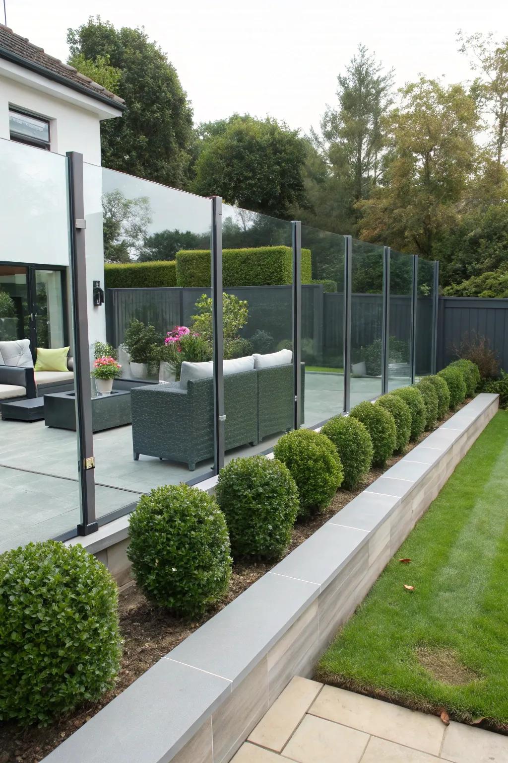 Glass panels add modernity and preserve views.