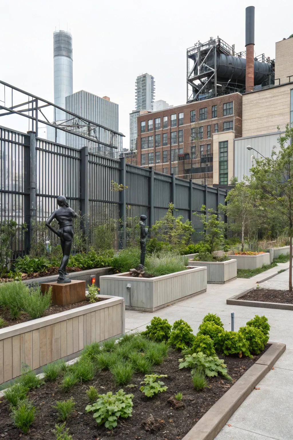 Industrial pipe fencing adds an edgy, modern twist.