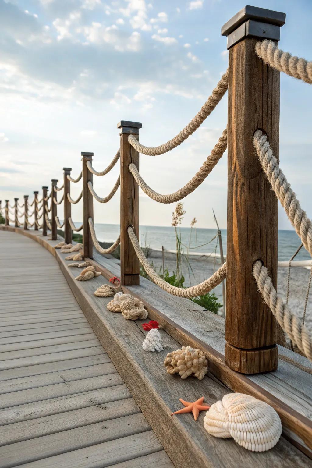 Rope railings add a nautical and stylish touch.