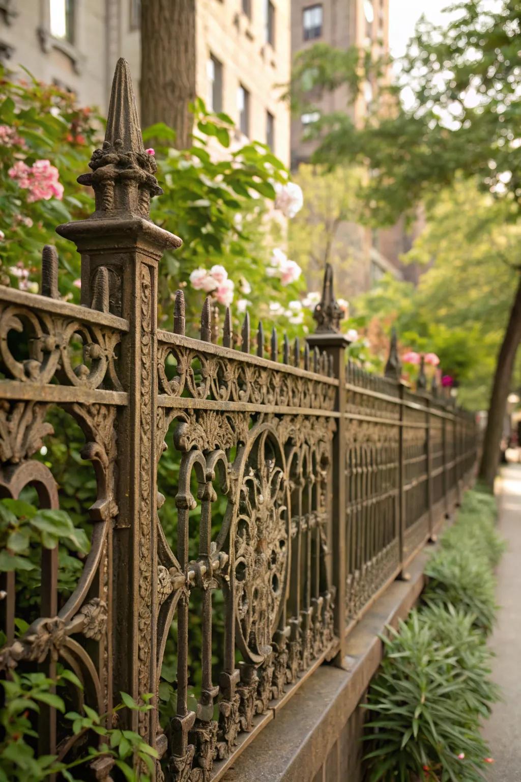 Artistic metal fences blend functionality with creative flair.