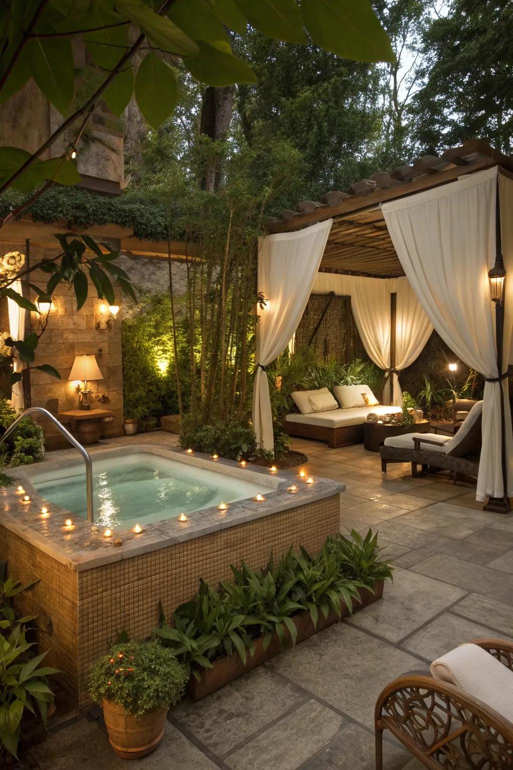 A luxurious spa retreat where a pool once was.