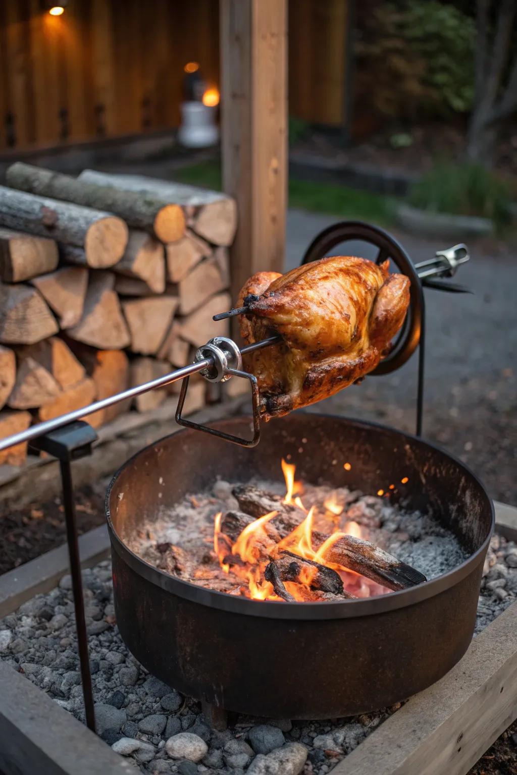 Rotisserie attachment for perfectly roasted meats.