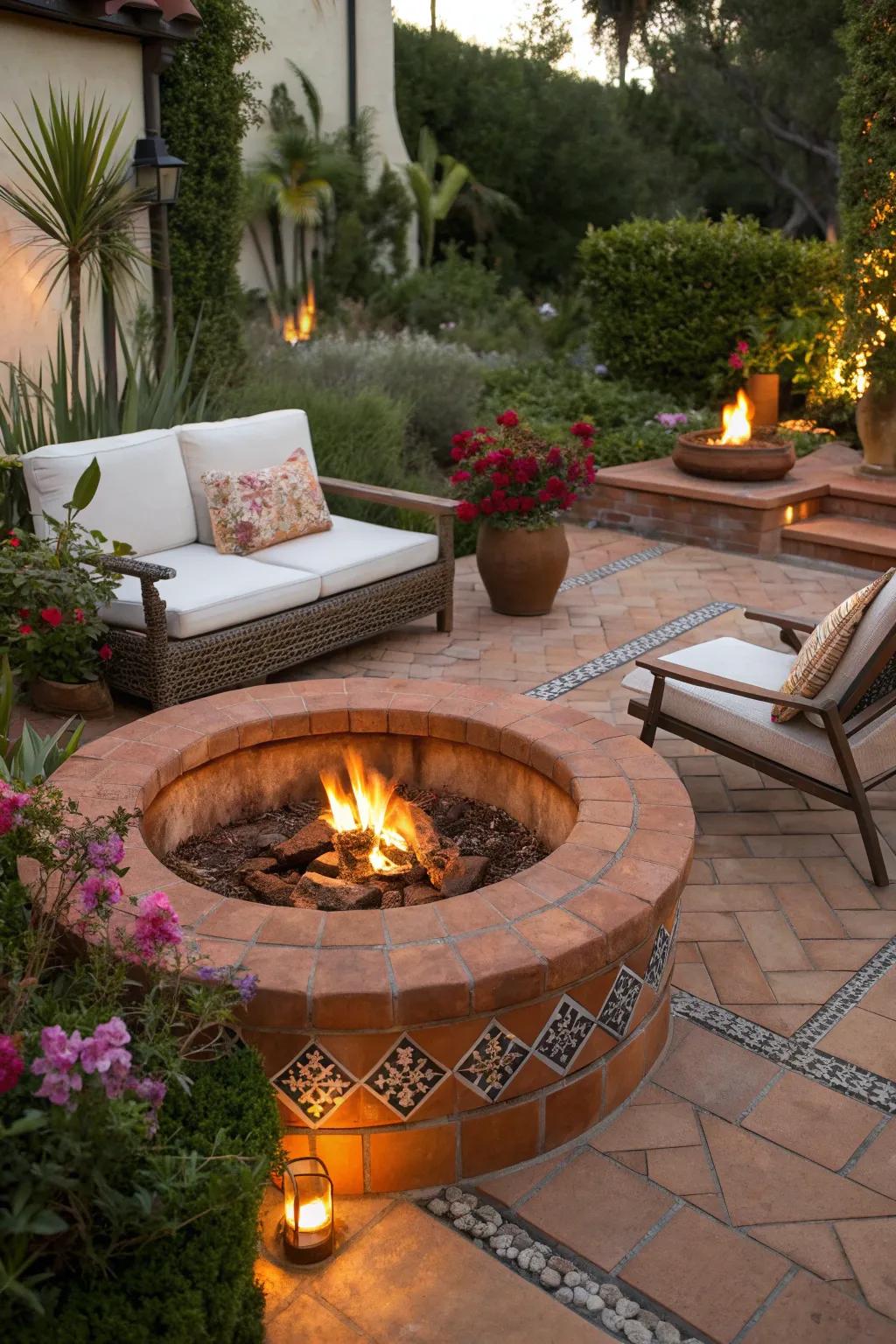 Mediterranean warmth with terracotta tiles.
