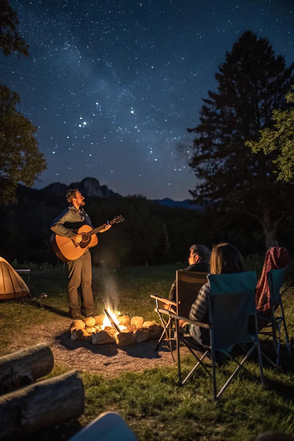 Live acoustic music setting the perfect ambiance by the fire.