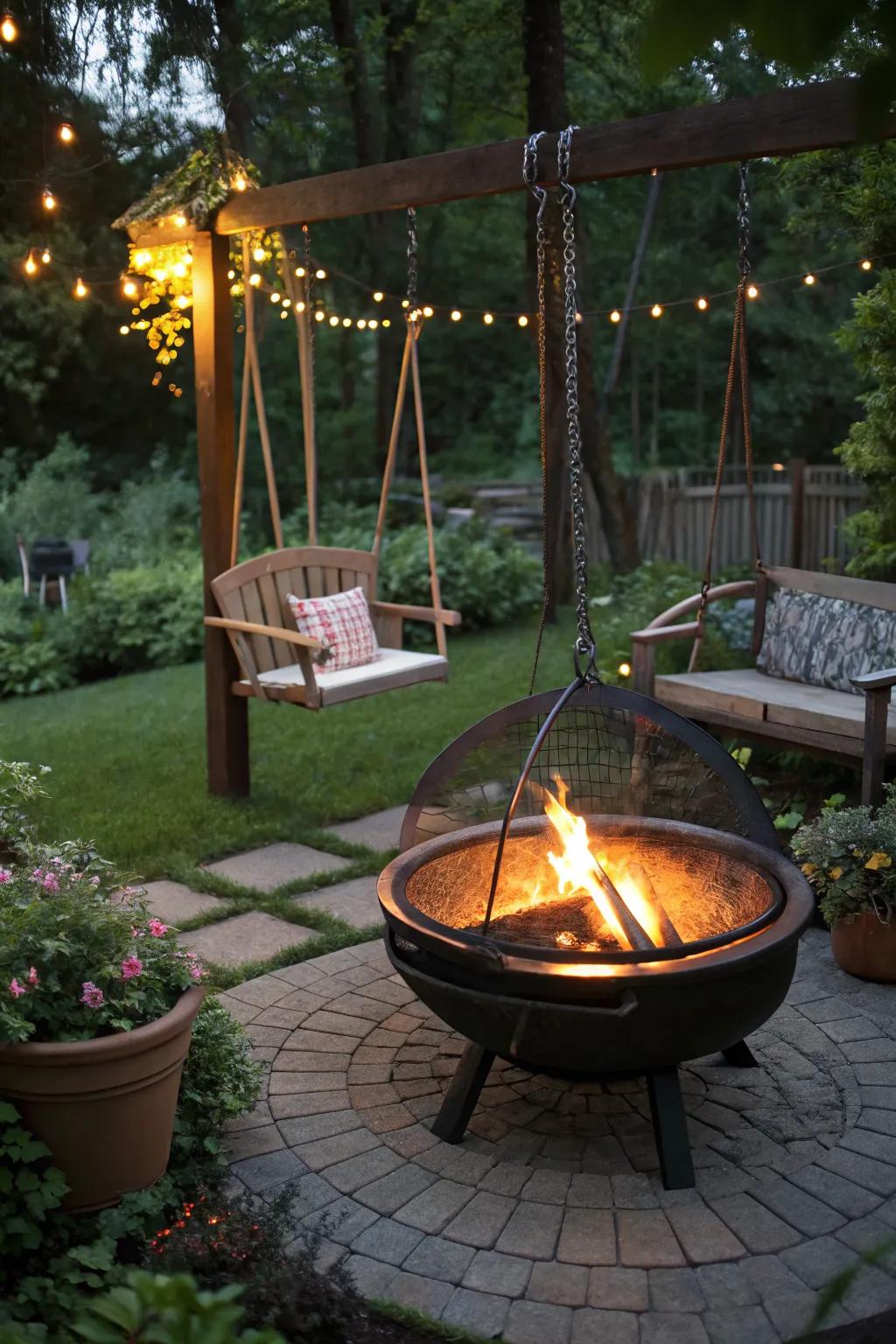 A fire pit and grill combo for perfect outdoor gatherings.
