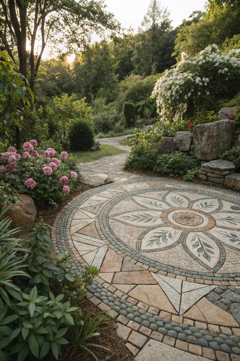 Express creativity with flagstone mosaics.