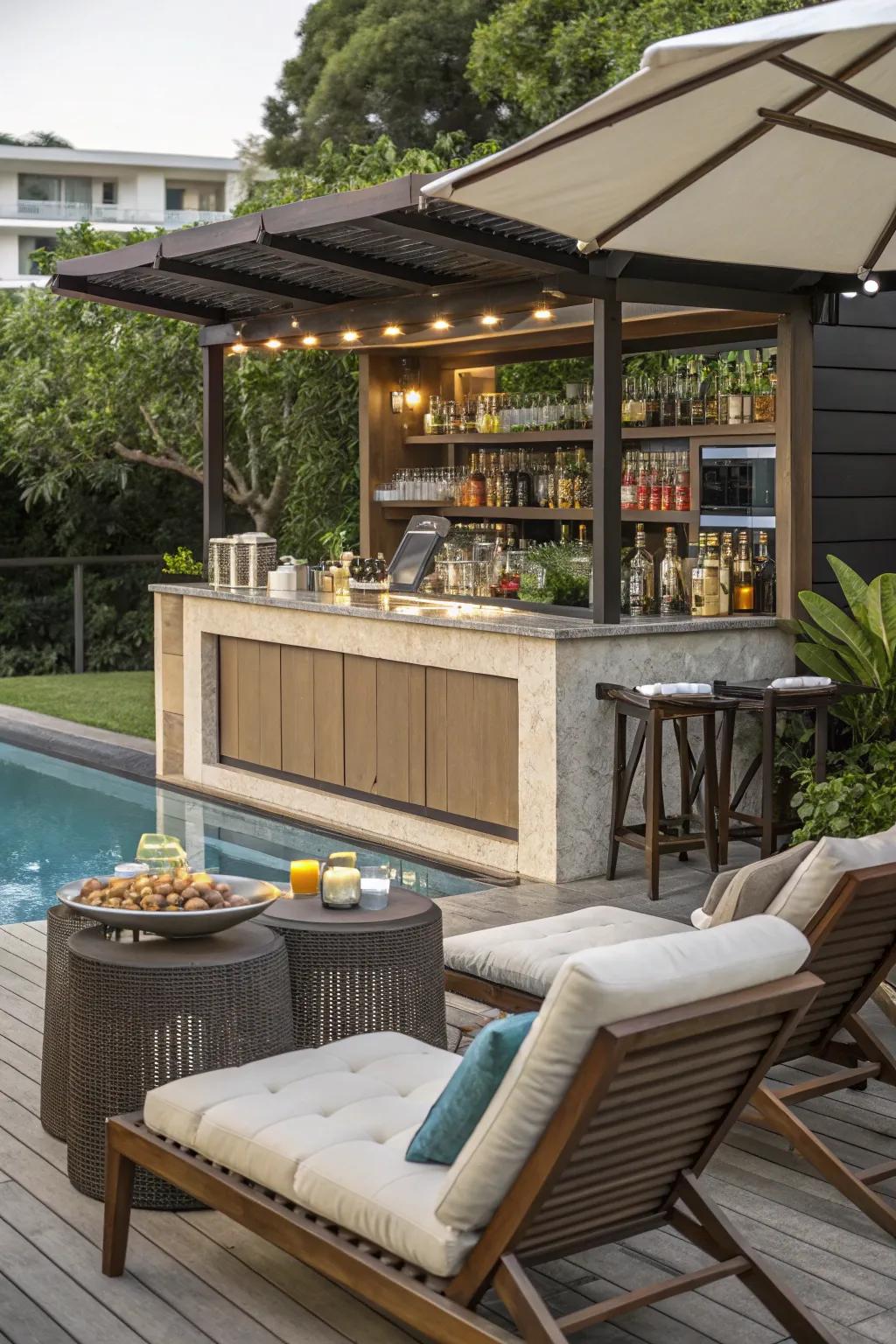 Elevate your entertaining with a poolside bar.