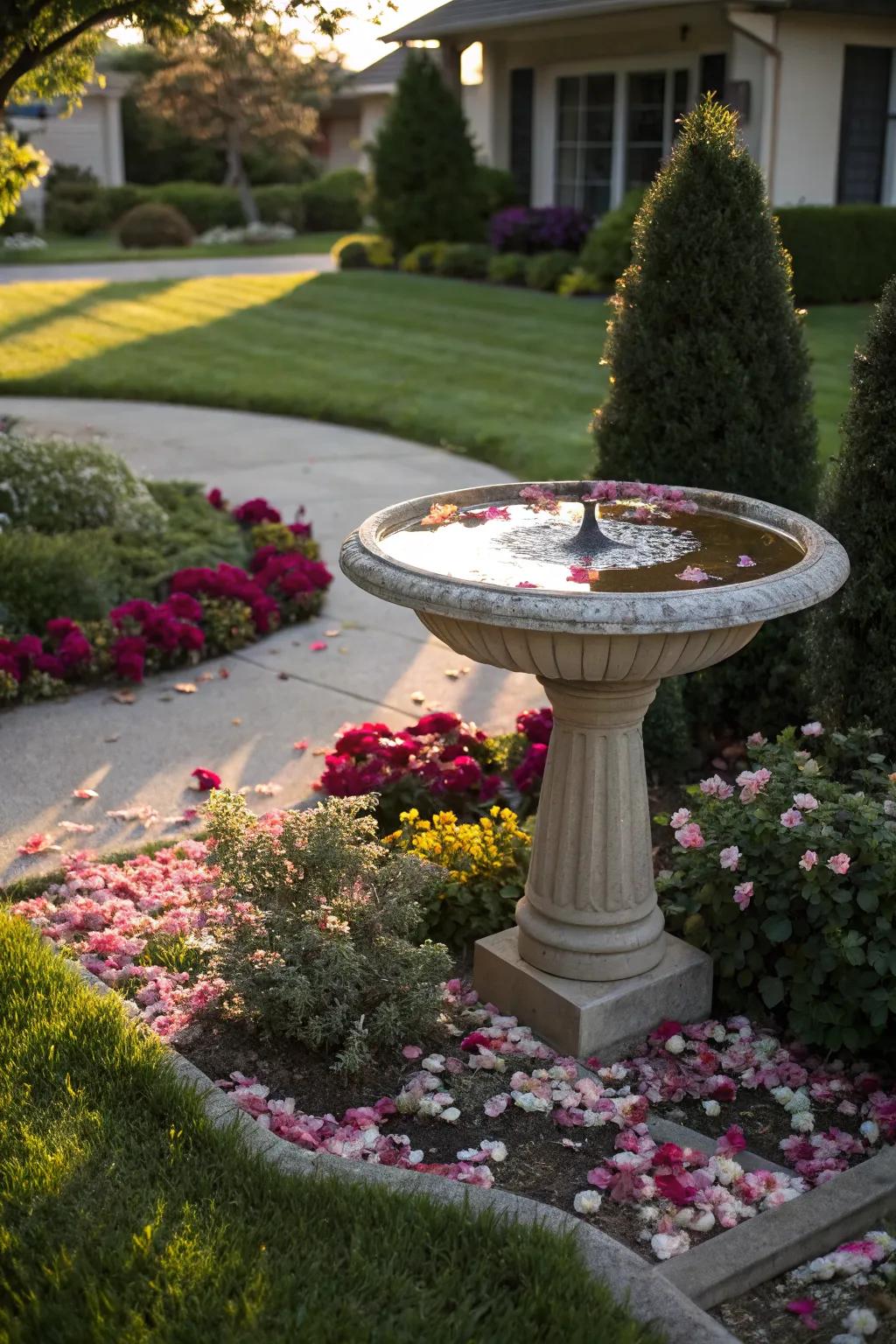 A focal point adds intrigue and draws attention to your flower bed.
