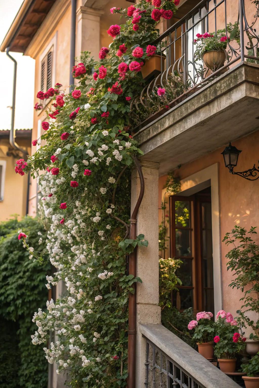 Roses and jasmine add a touch of romance and fragrance.