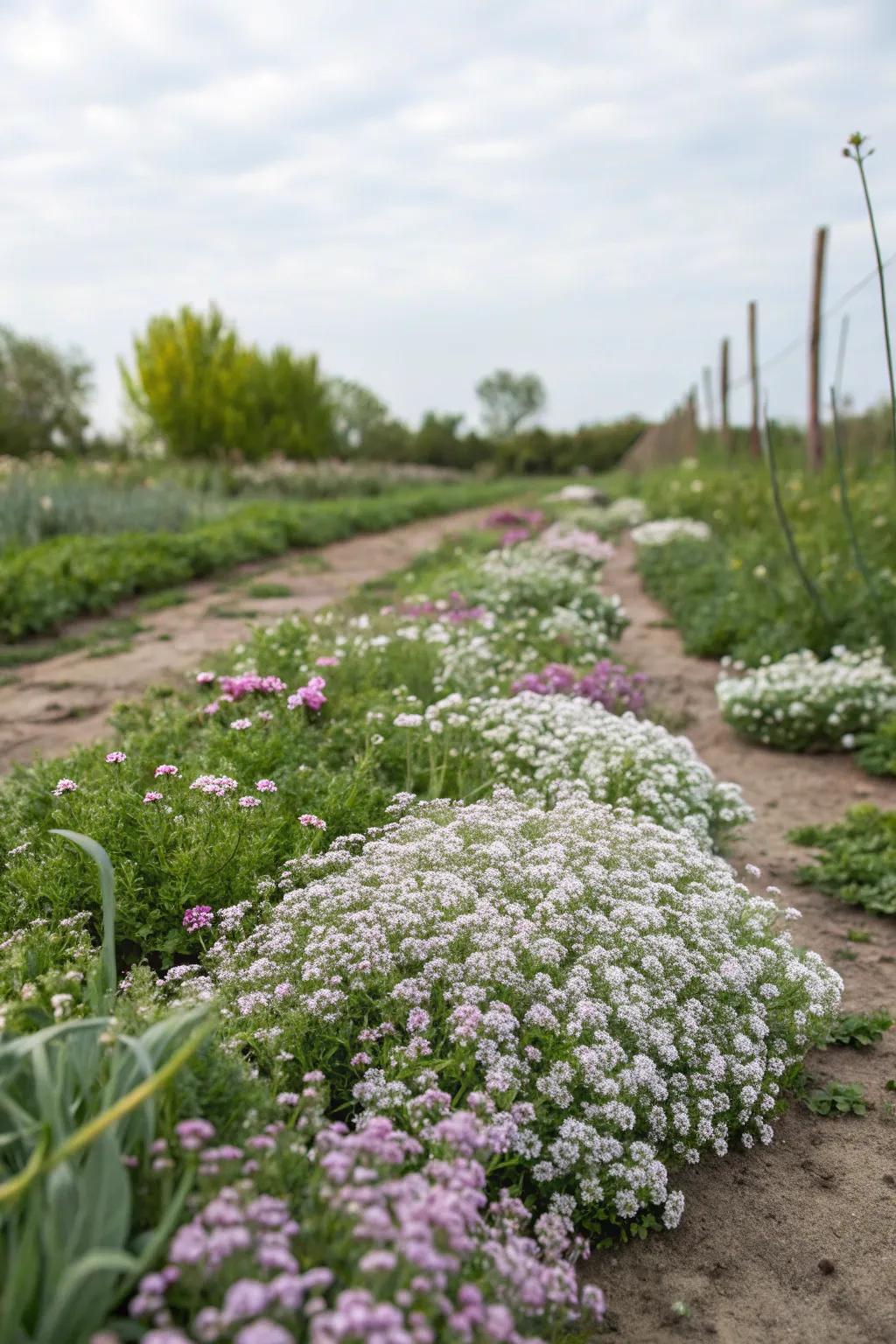 Sweet alyssum creating a fragrant carpet.