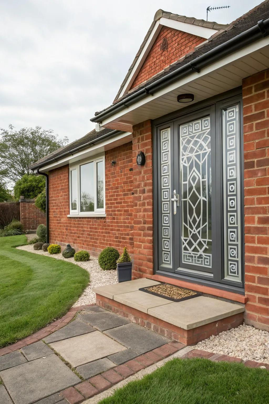 Geometric patterns add a contemporary and bold statement to any door.