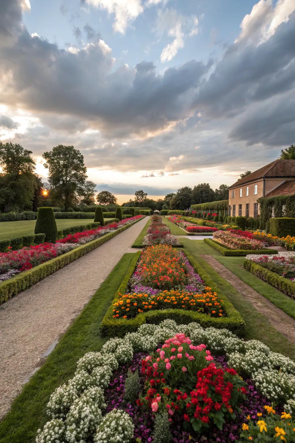 Formal gardens exude elegance and order.