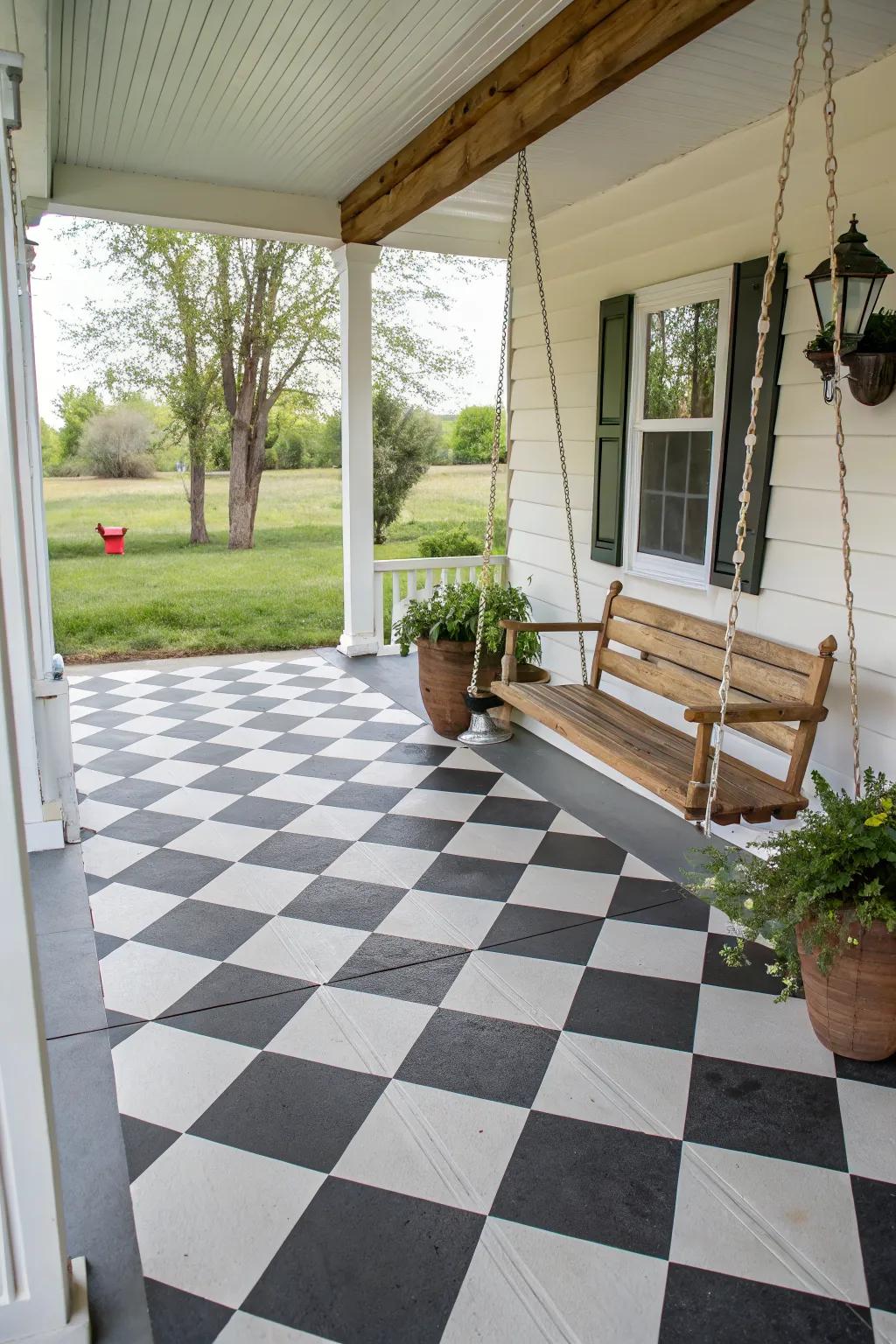 Checkerboard chic adds vintage charm.