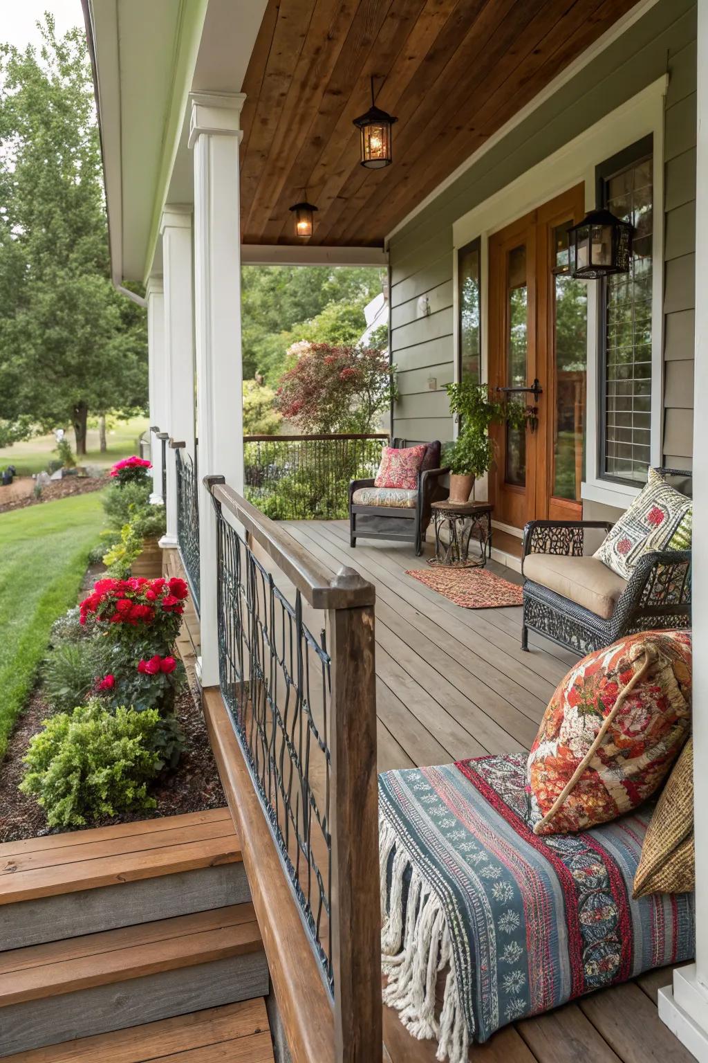 A variety of textures adds visual interest to your porch.