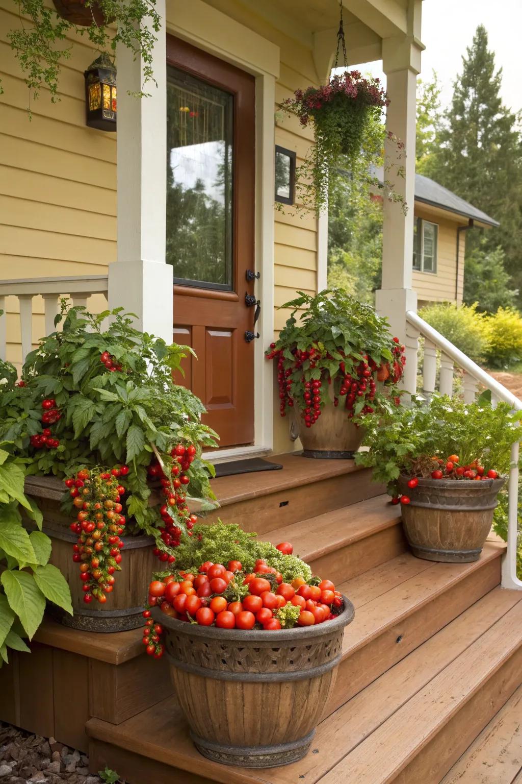 Vegetable planters offer beauty and fresh produce for your porch.