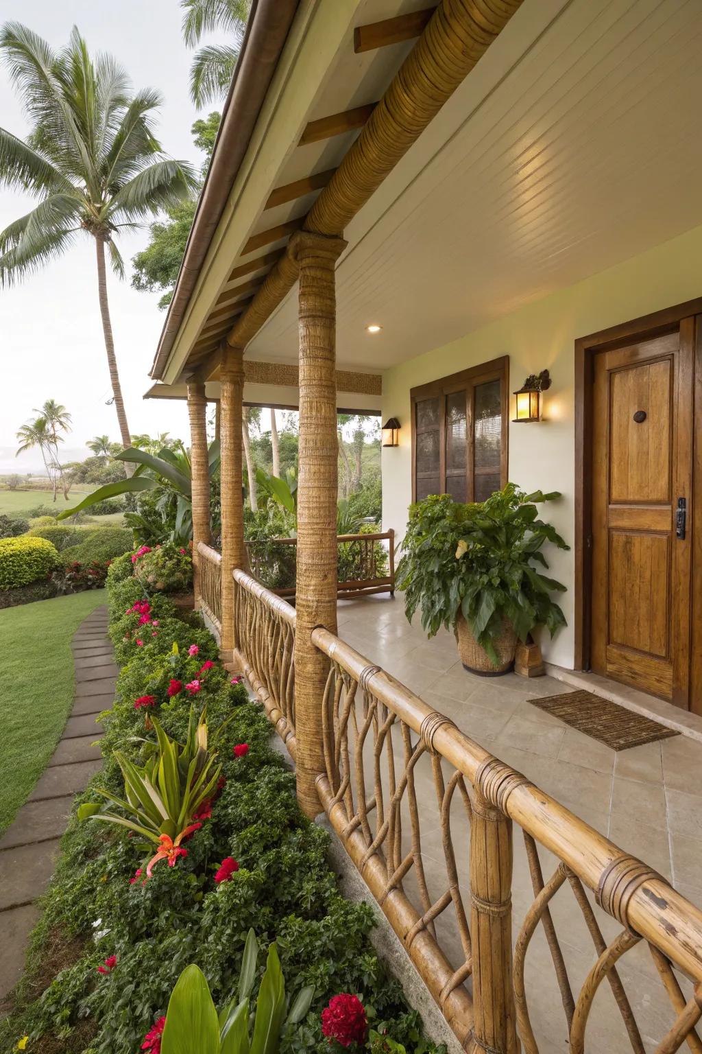 Bamboo railings offer a natural and eco-friendly aesthetic.