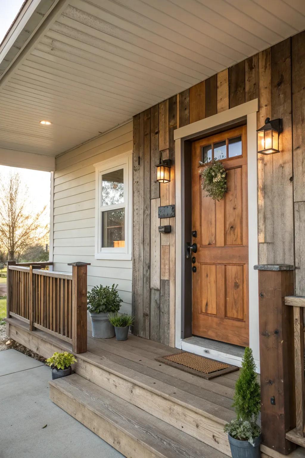 Reclaimed wood adds rustic charm
