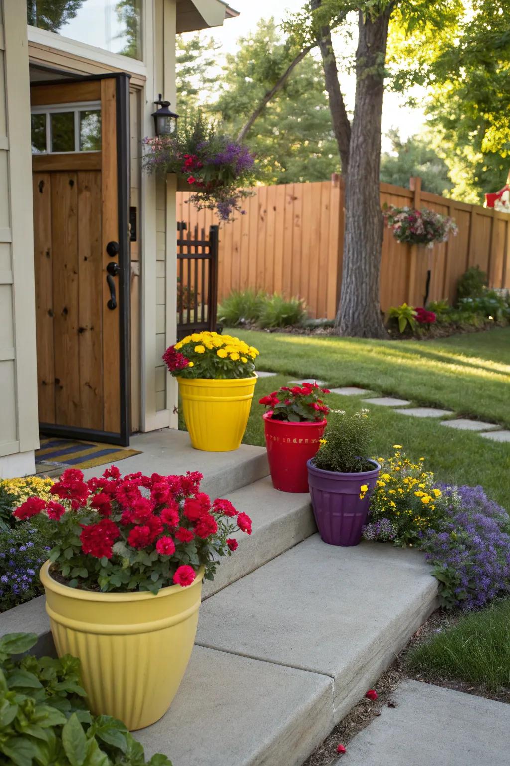 A pop of color makes the entrance cheerful and inviting.