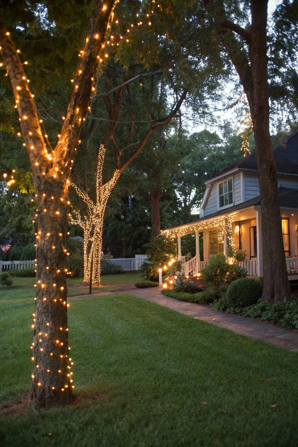 String lights add a magical evening glow.
