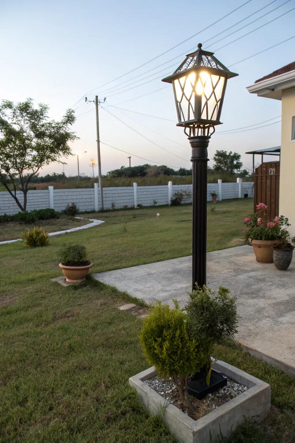Compact light posts are perfect for smaller front yards.