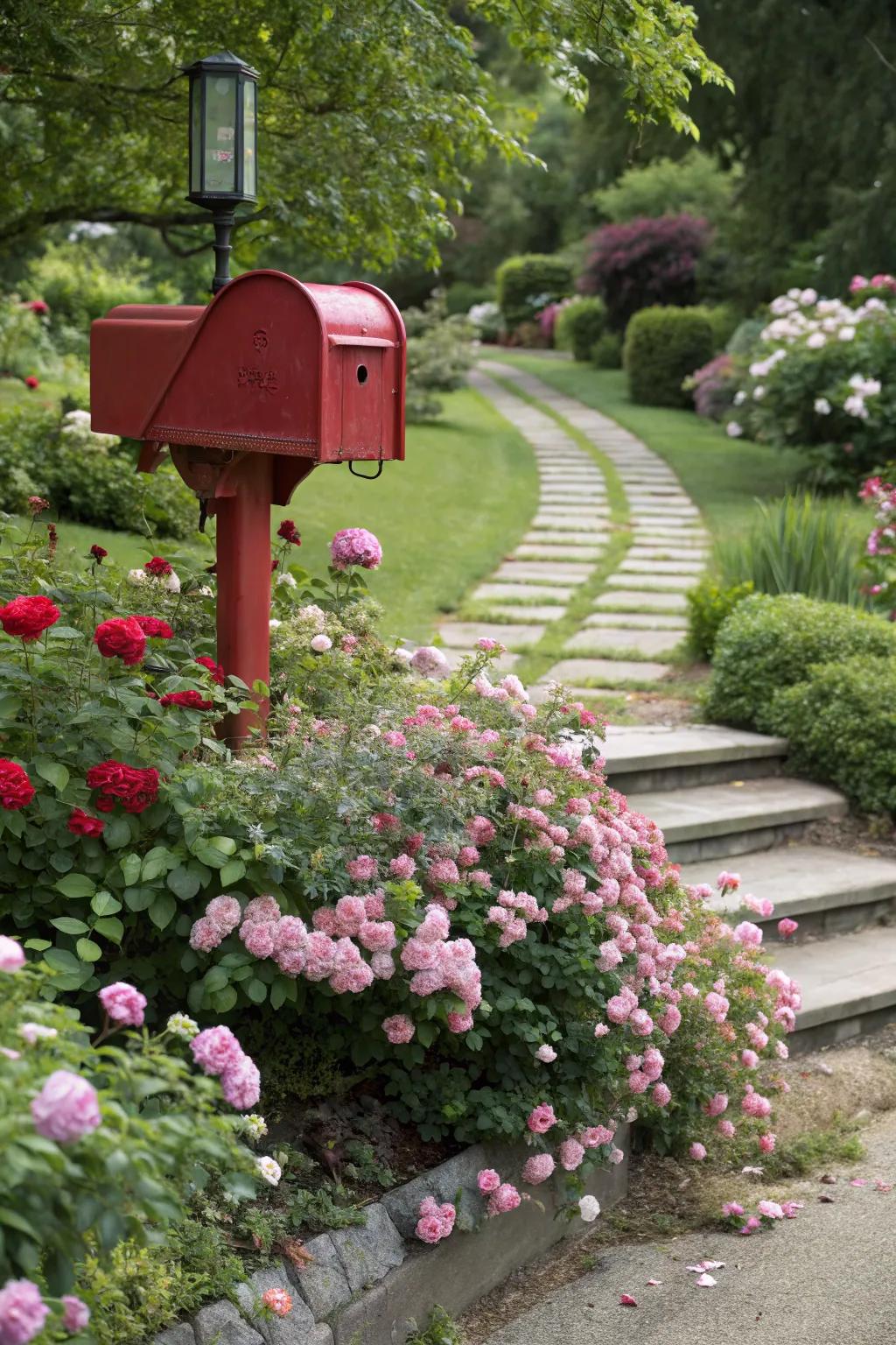 Fragrant flowers bring a delightful aroma to the mailbox landscape.