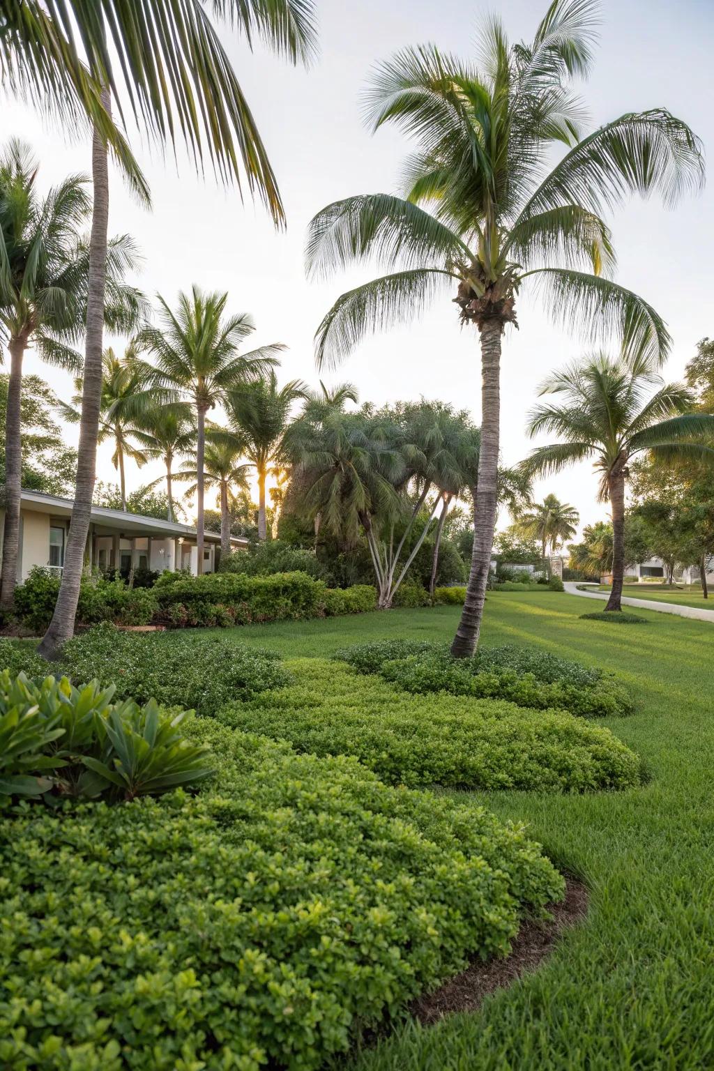 Ground cover plants enhance the lushness and fullness of your palm landscape.