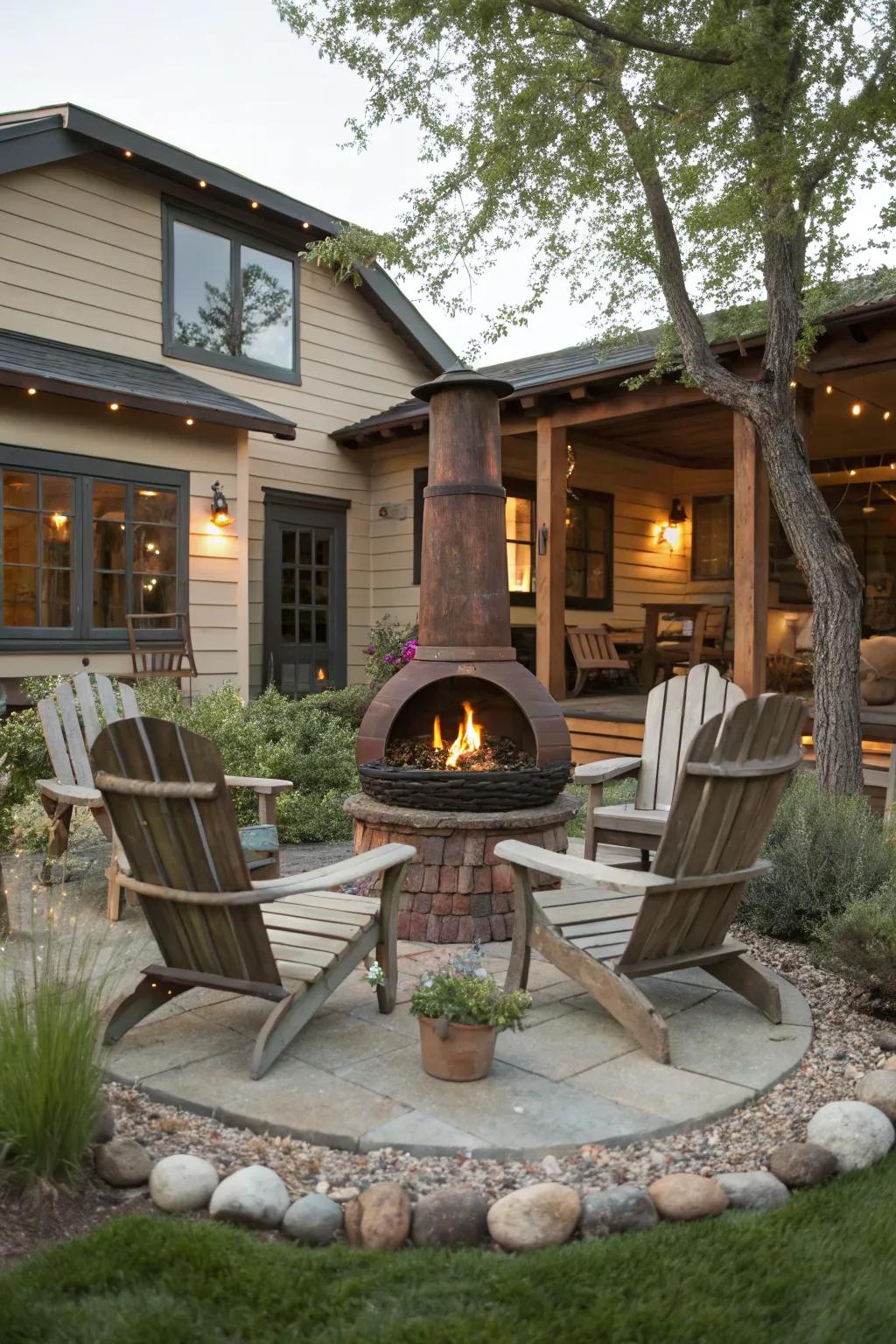 Add warmth and charm with a chimenea.
