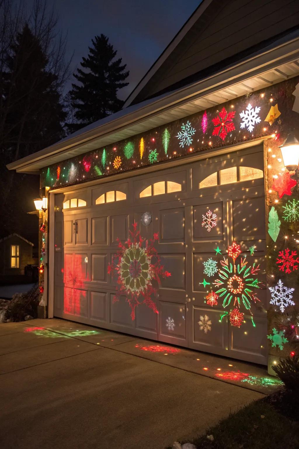 Pattern projection lights create a festive and magical atmosphere.