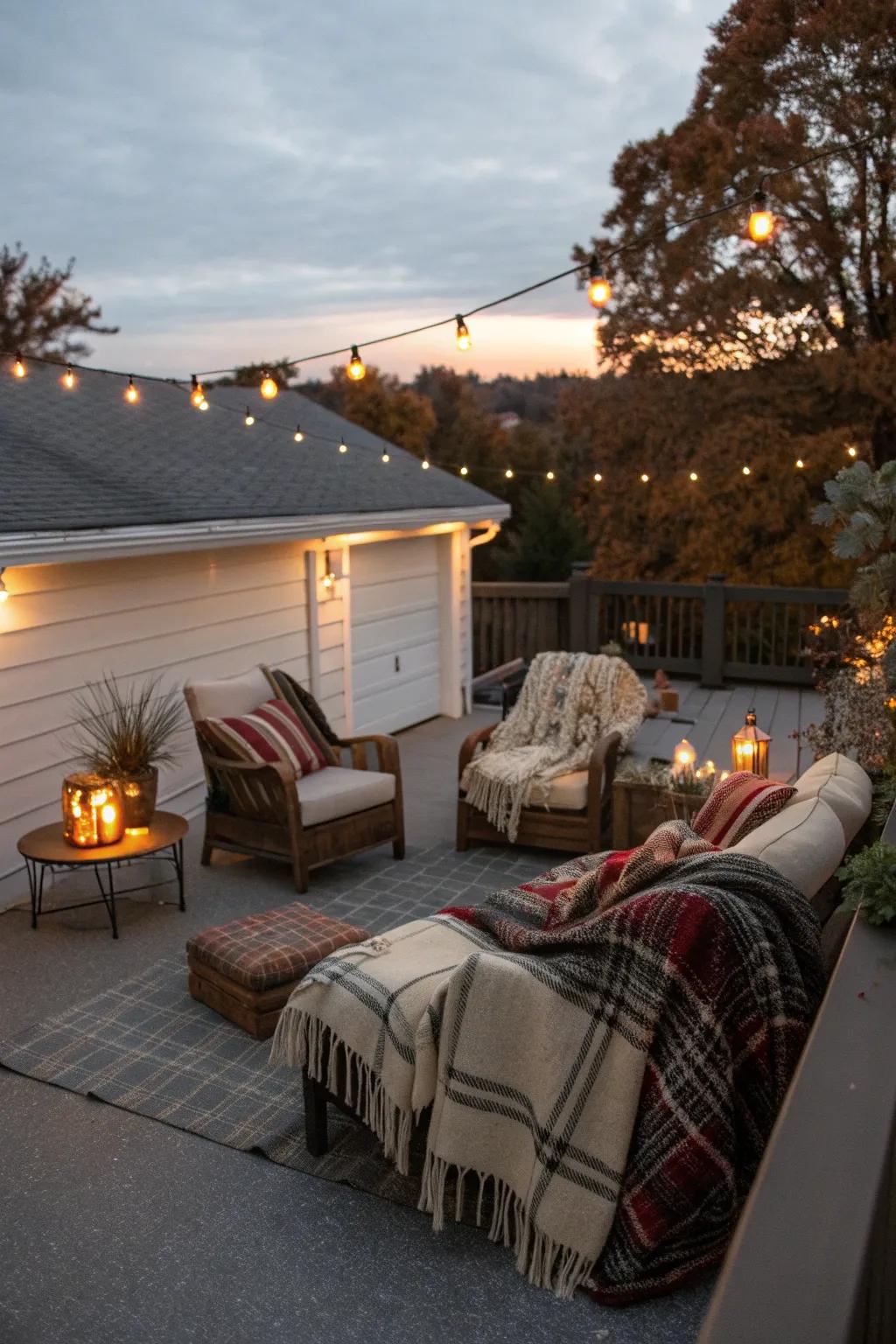 Enjoy your deck year-round with seasonal decor.
