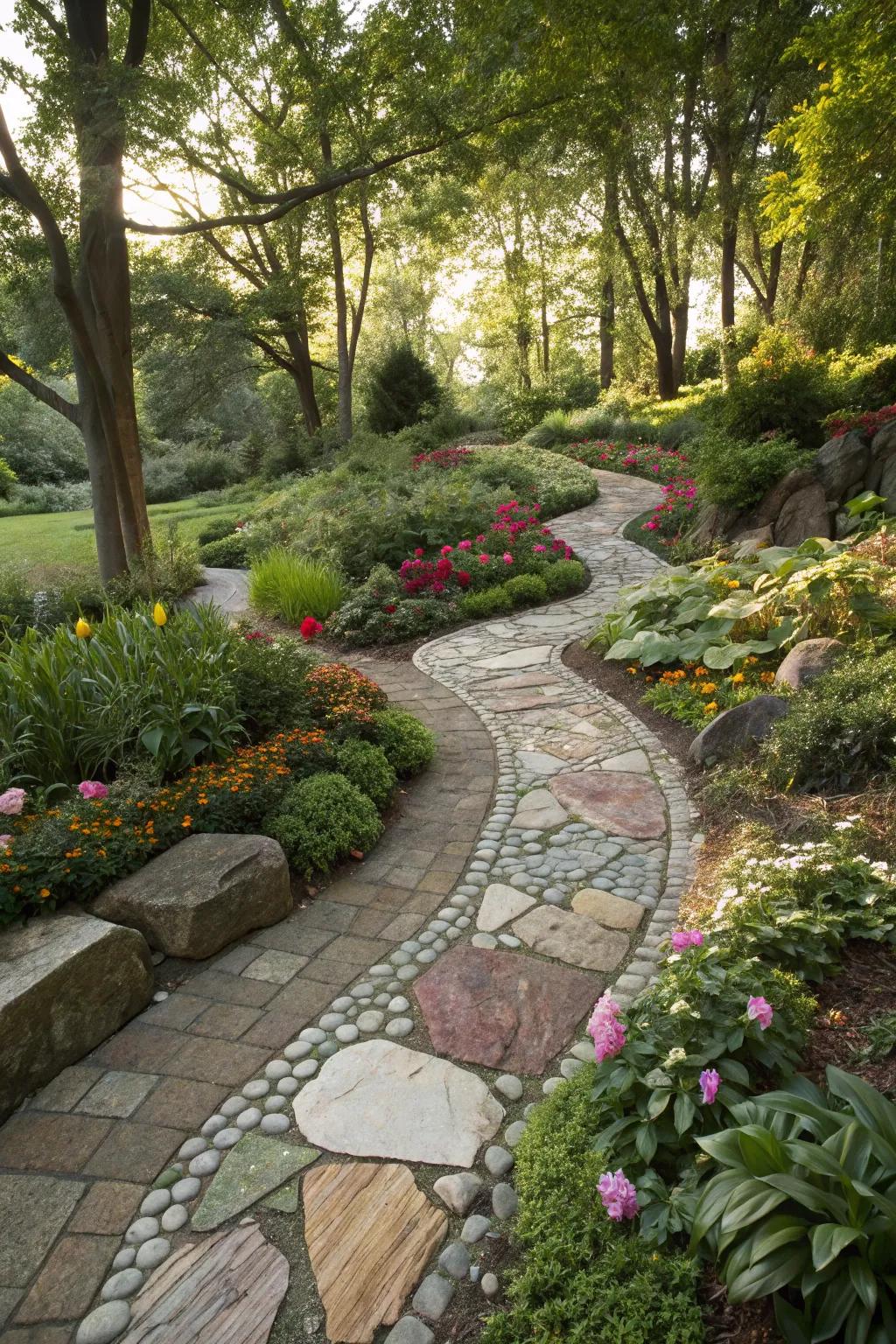 Guide your journey with creative stone pathways.