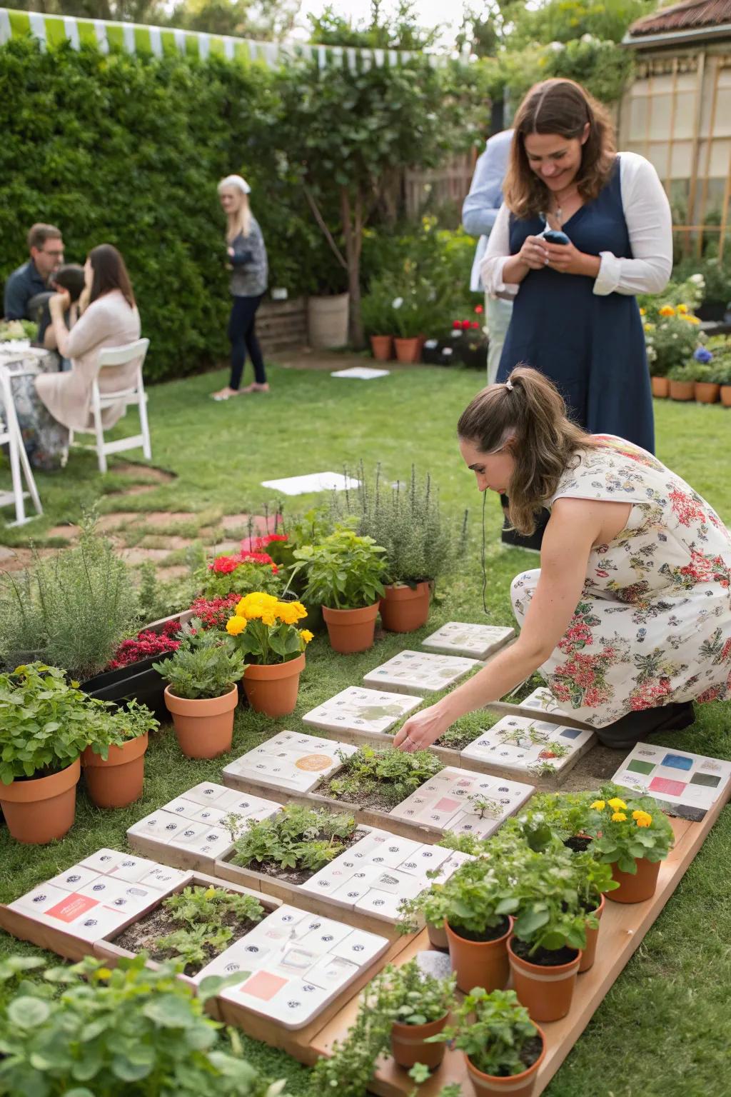 Garden-themed games offer interactive fun for guests.