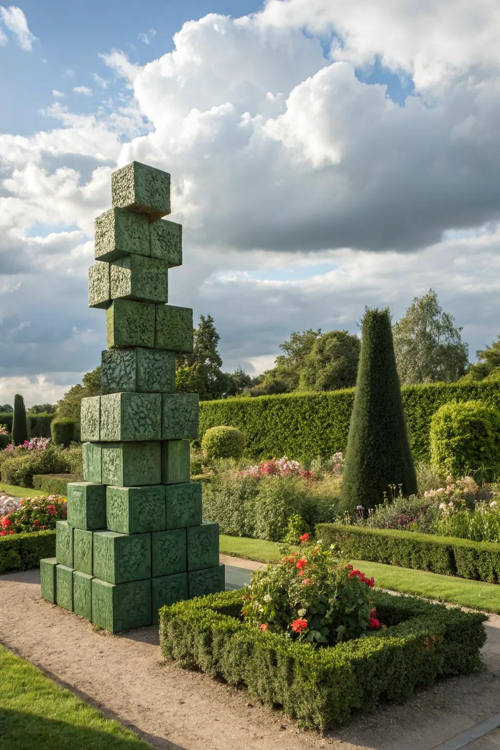 Add a touch of modern art with a block sculpture.