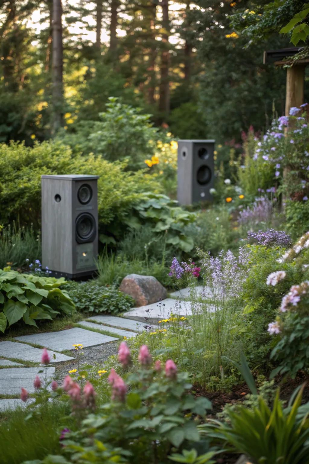 Outdoor speakers set the mood with music in your garden.