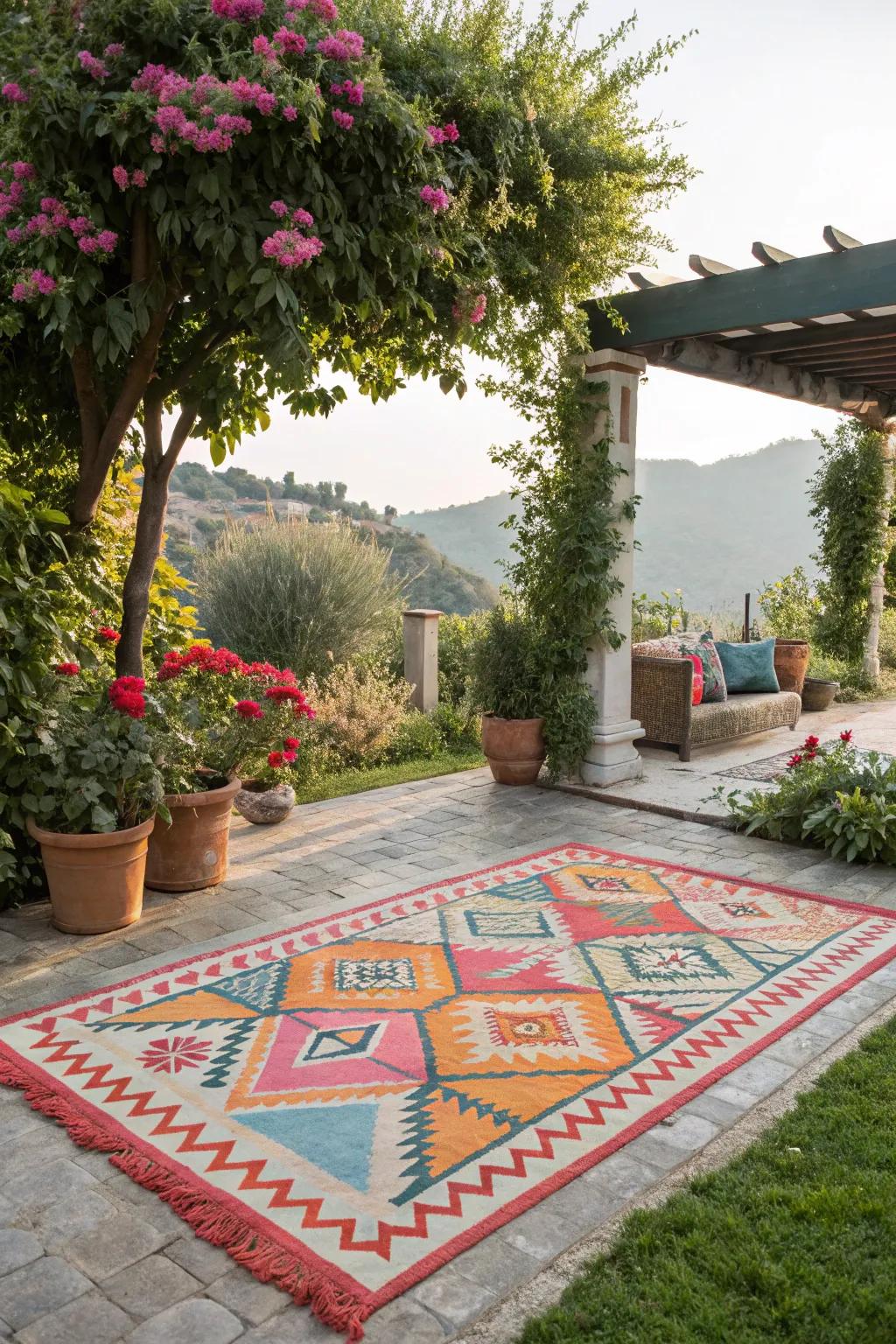 Enhance your patio with a painted rug.