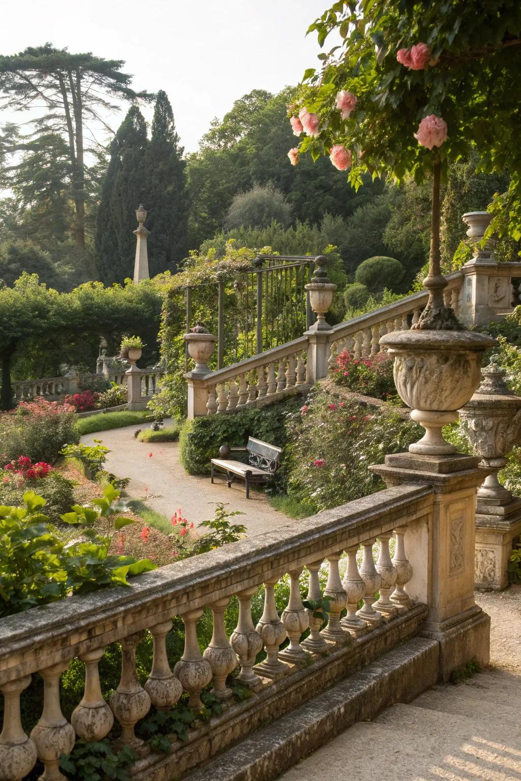 Vintage-style railings bring nostalgic charm and elegance to gardens.