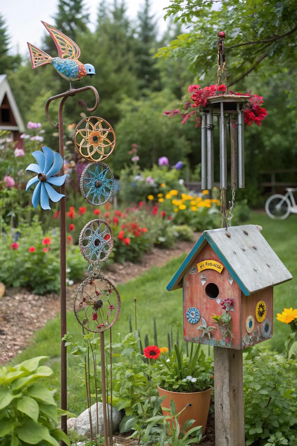 DIY garden art adding a personal and creative touch.