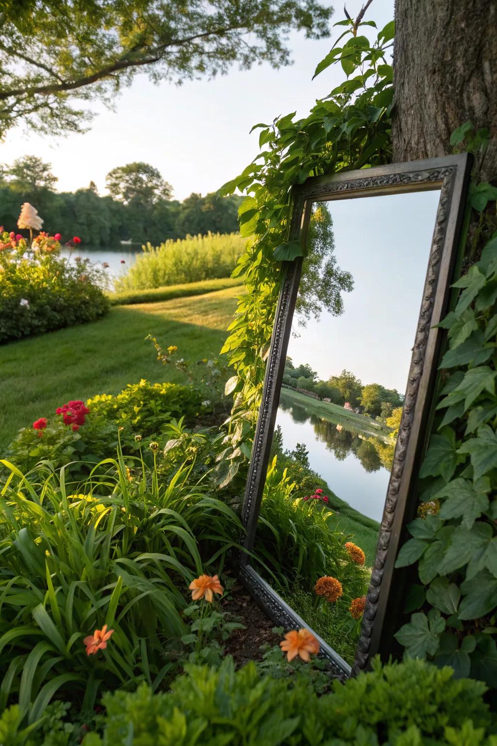 Reflective surfaces enhance light and space in your garden.