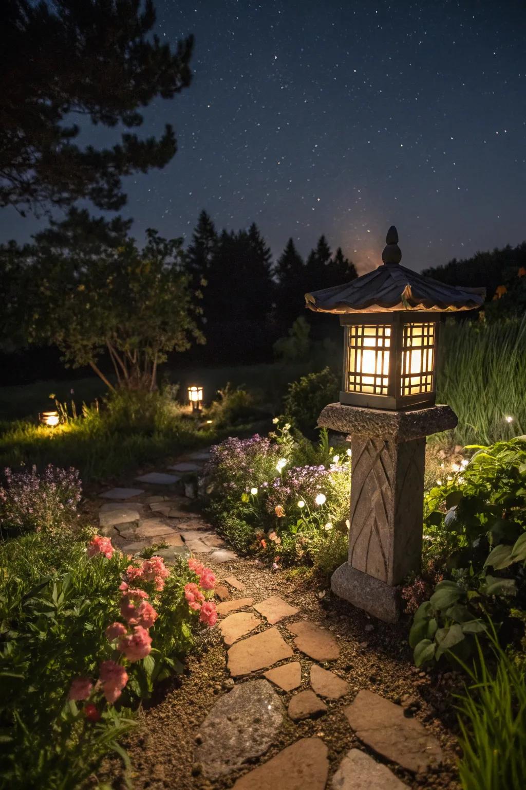 Lighted totems enhance your garden's ambiance with evening illumination.