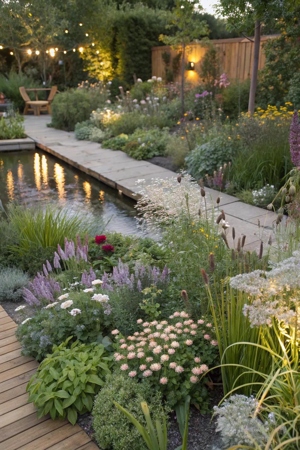 A sensory garden inviting exploration through touch, scent, and sight.