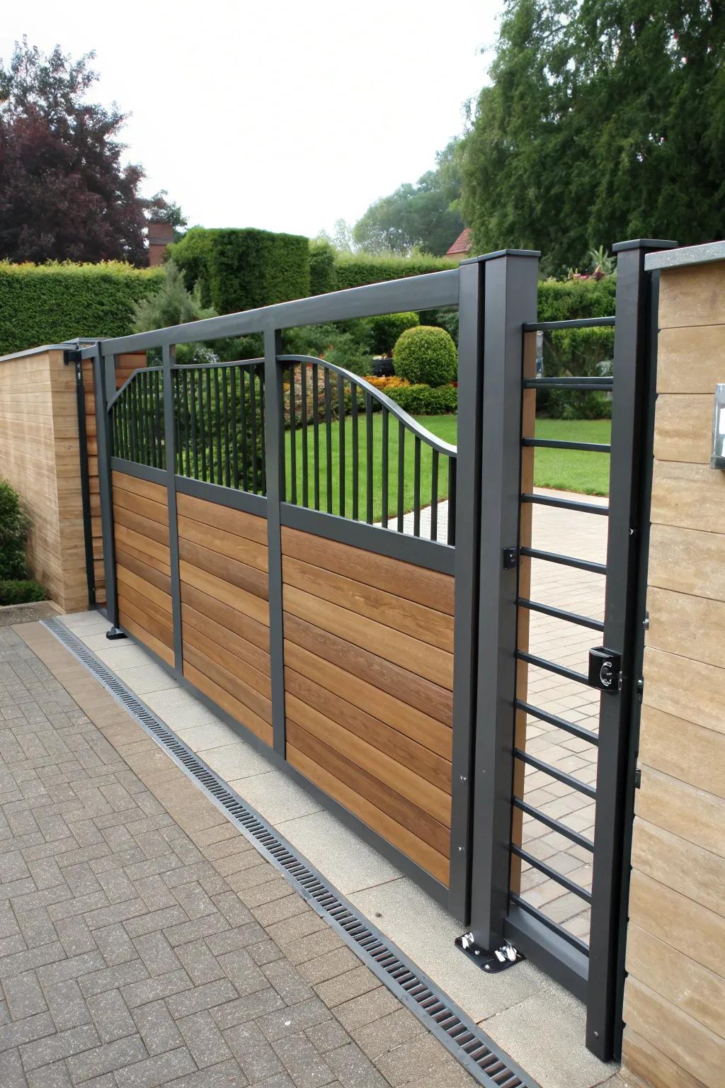 A harmonious blend of wood and metal materials.
