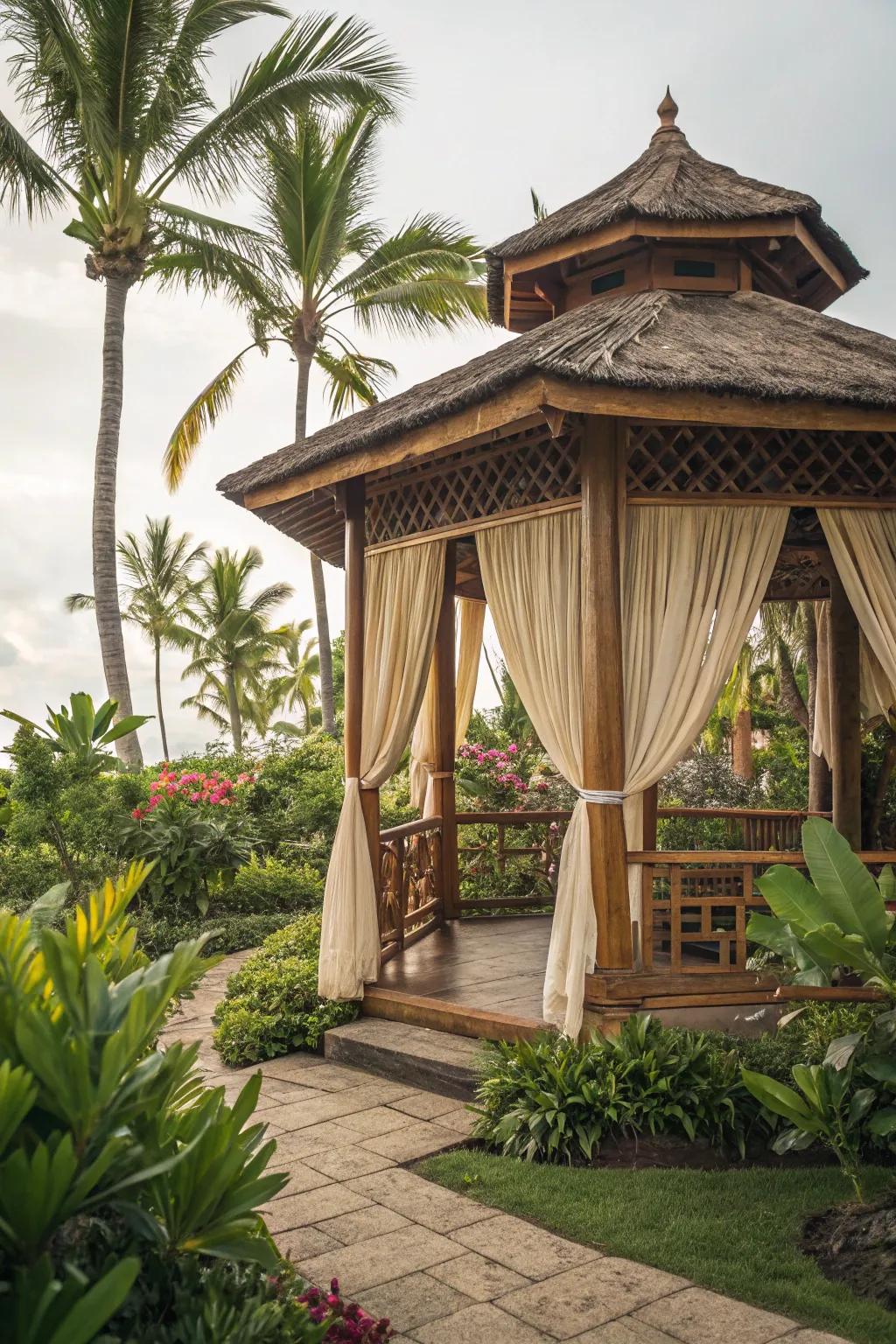 Bamboo curtains offer a natural, tropical feel that complements greenery beautifully.